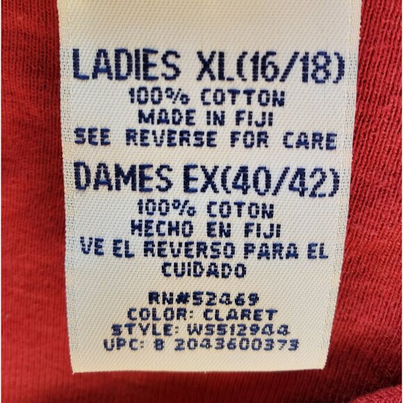 White Stag Claret Short Sleeve Top 100% Cotton Embroidered Women XL Shrunk Distr - Picture 5 of 11